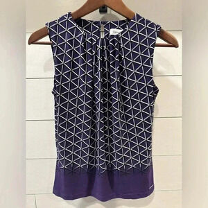 Calvin Klein Purple Geometric Sleeveless Blouse- size Petite X- Small